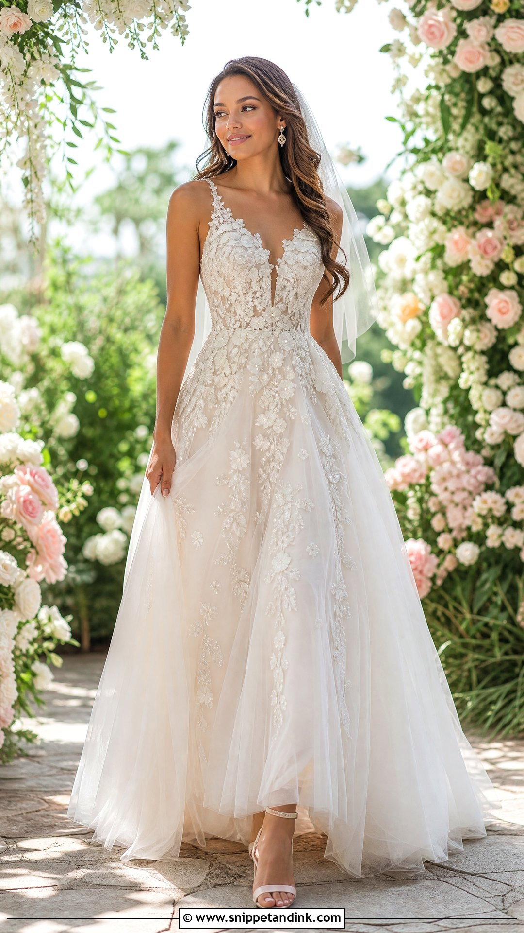 Crystal Beaded Floral Wedding Dress - Snippet and Ink - 25 Crystal Beaded Wedding Dress Ideas