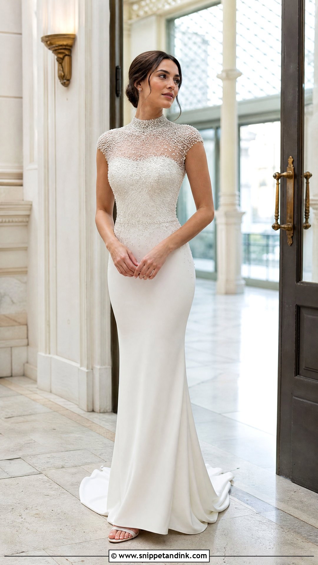 Crystal Beaded High Neck Wedding Dress - Snippet and Ink - 25 Crystal Beaded Wedding Dress Ideas