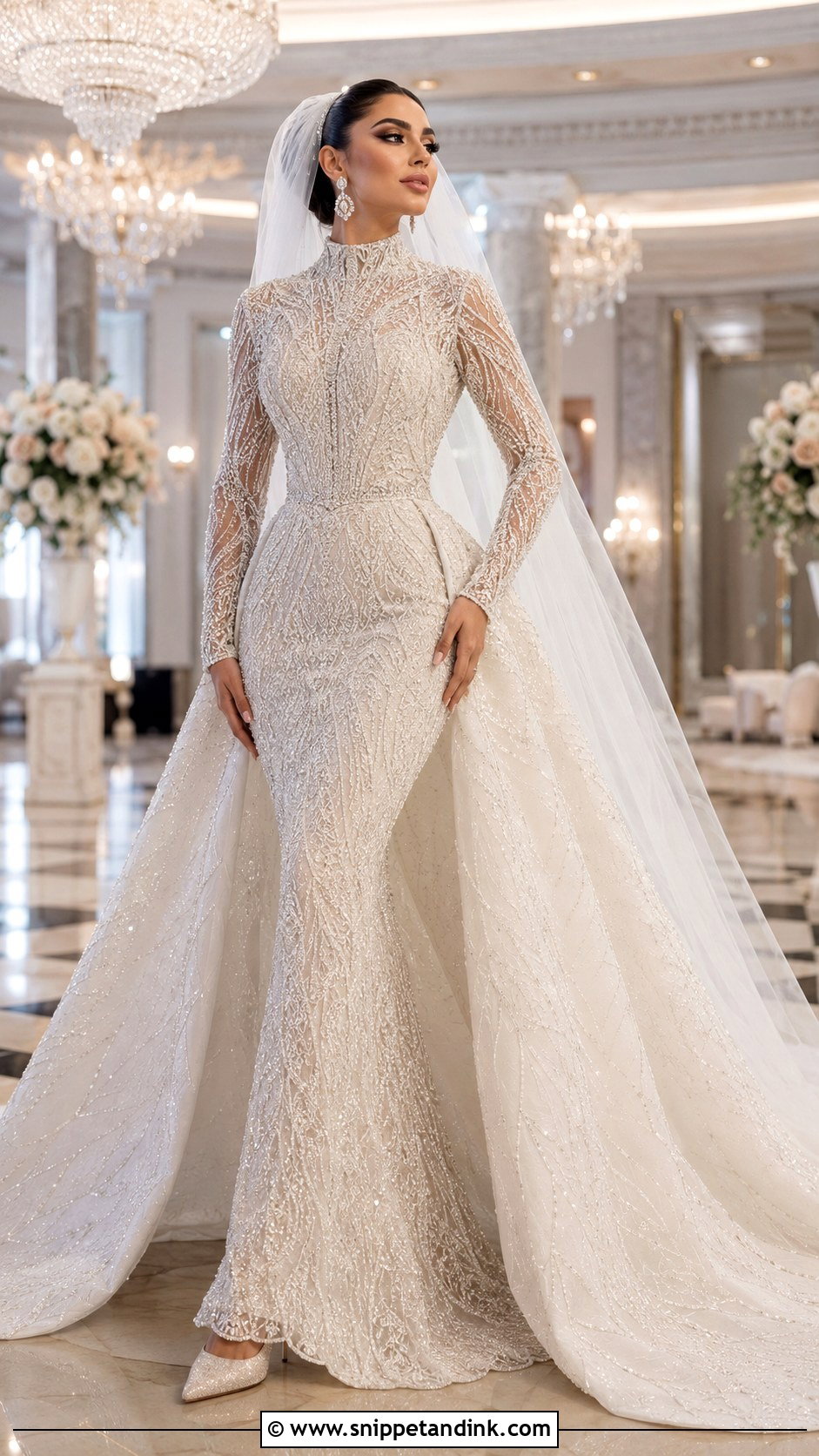 Crystal Beaded Mermaid Wedding Dress - Snippet and Ink - 20 Middle Eastern Wedding Dress Ideas