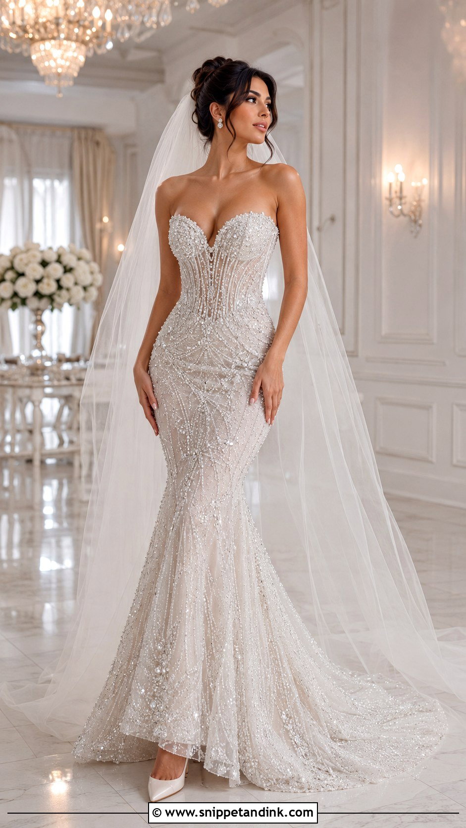 Crystal Beaded Mermaid Wedding Dress - Snippet and Ink - 20 Rich Wedding Dress Ideas