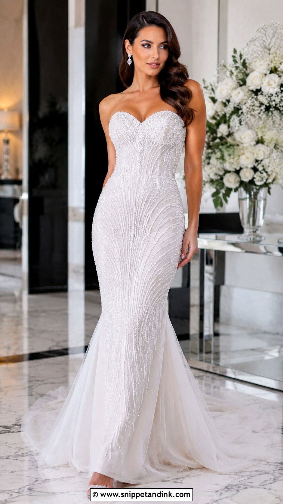 Crystal Beaded Mermaid Wedding Dress - Snippet and Ink - 20 Extravagant Wedding Dress Ideas