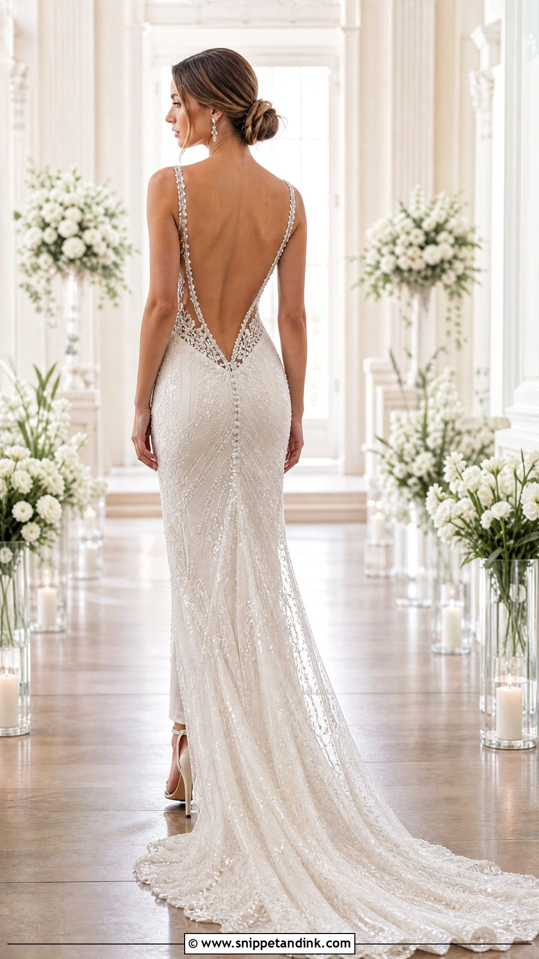 Crystal Beaded Open Back Wedding Dress - Snippet and Ink - 25 Crystal Beaded Wedding Dress Ideas
