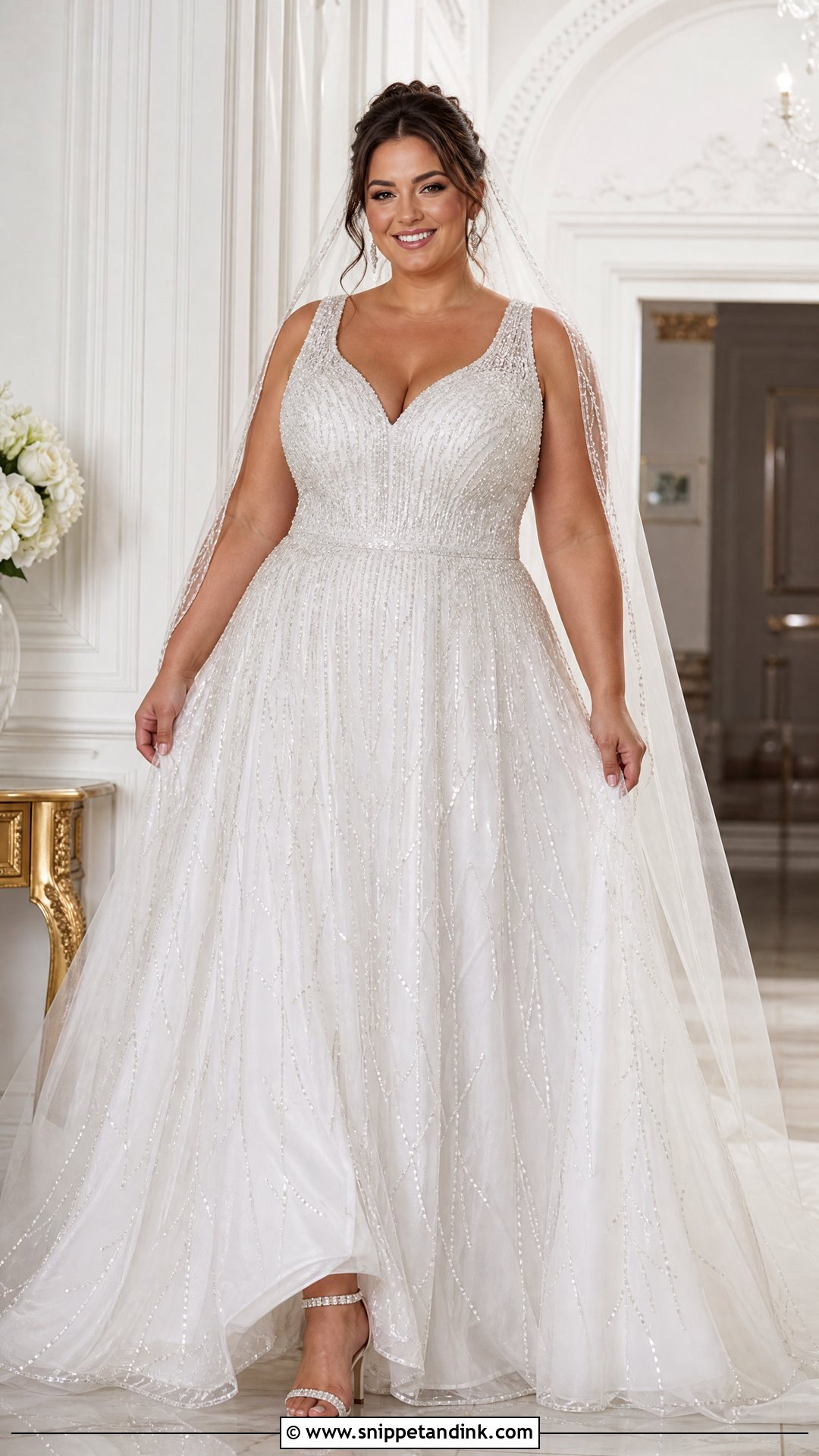 Crystal Beaded Plus Size Wedding Dress - Snippet and Ink - 25 Crystal Beaded Wedding Dress Ideas