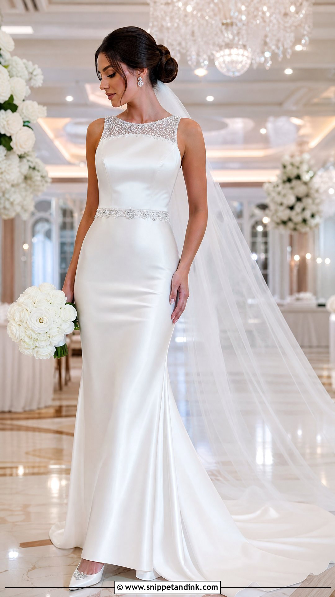 Crystal Beaded Satin Wedding Dress - Snippet and Ink - 25 Crystal Beaded Wedding Dress Ideas
