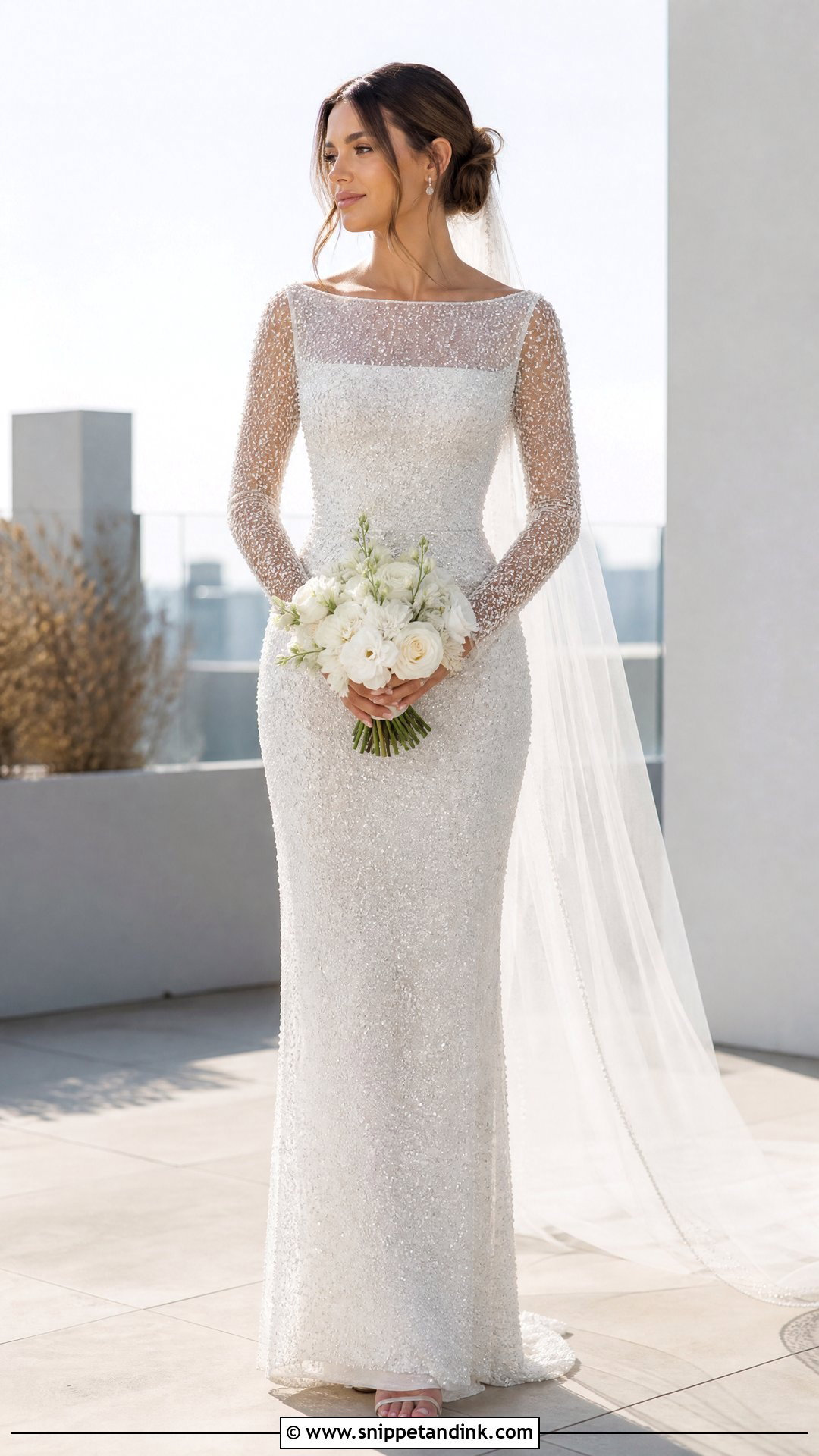 Crystal Beaded Sheath Wedding Dress - Snippet and Ink - 25 Crystal Beaded Wedding Dress Ideas
