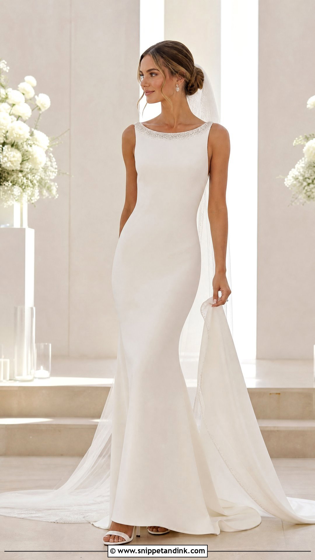 Crystal Beaded Simple Wedding Dress - Snippet and Ink - 25 Crystal Beaded Wedding Dress Ideas