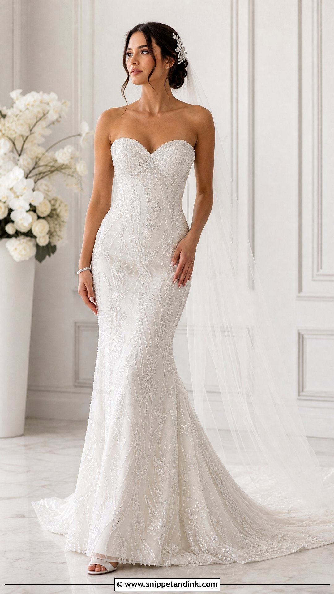 Crystal Beaded Strapless Wedding Dress - Snippet and Ink - 25 Crystal Beaded Wedding Dress Ideas