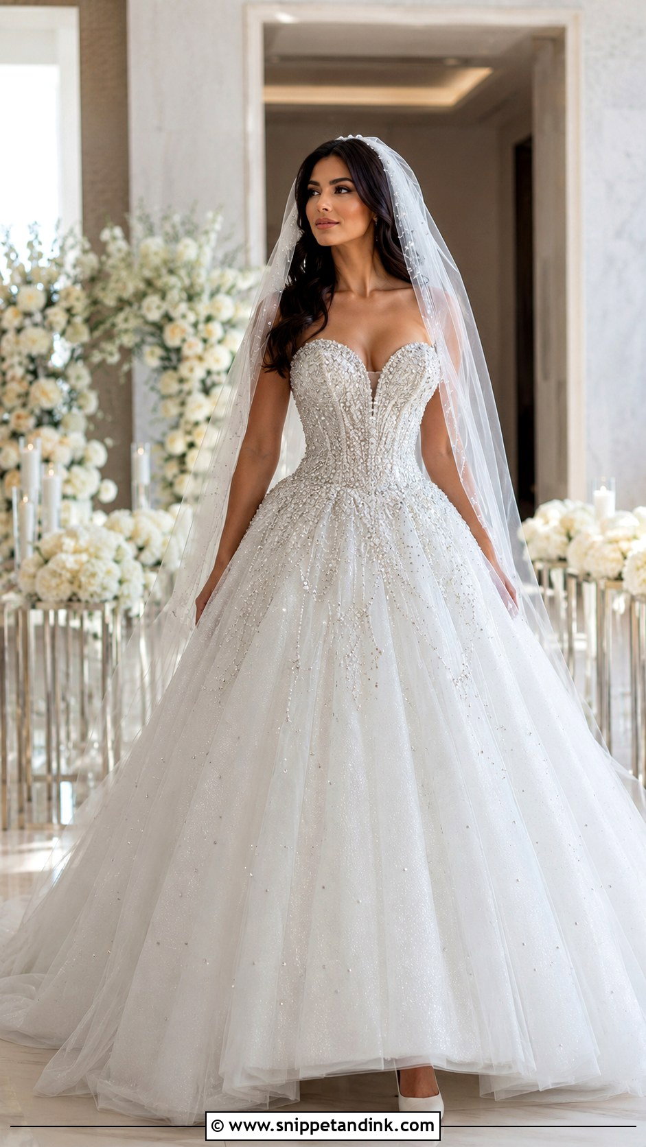 Crystal Beaded Sweetheart Ballgown Wedding Dress - Snippet and Ink - 20 Ballgown Wedding Dress Sparkly Ideas
