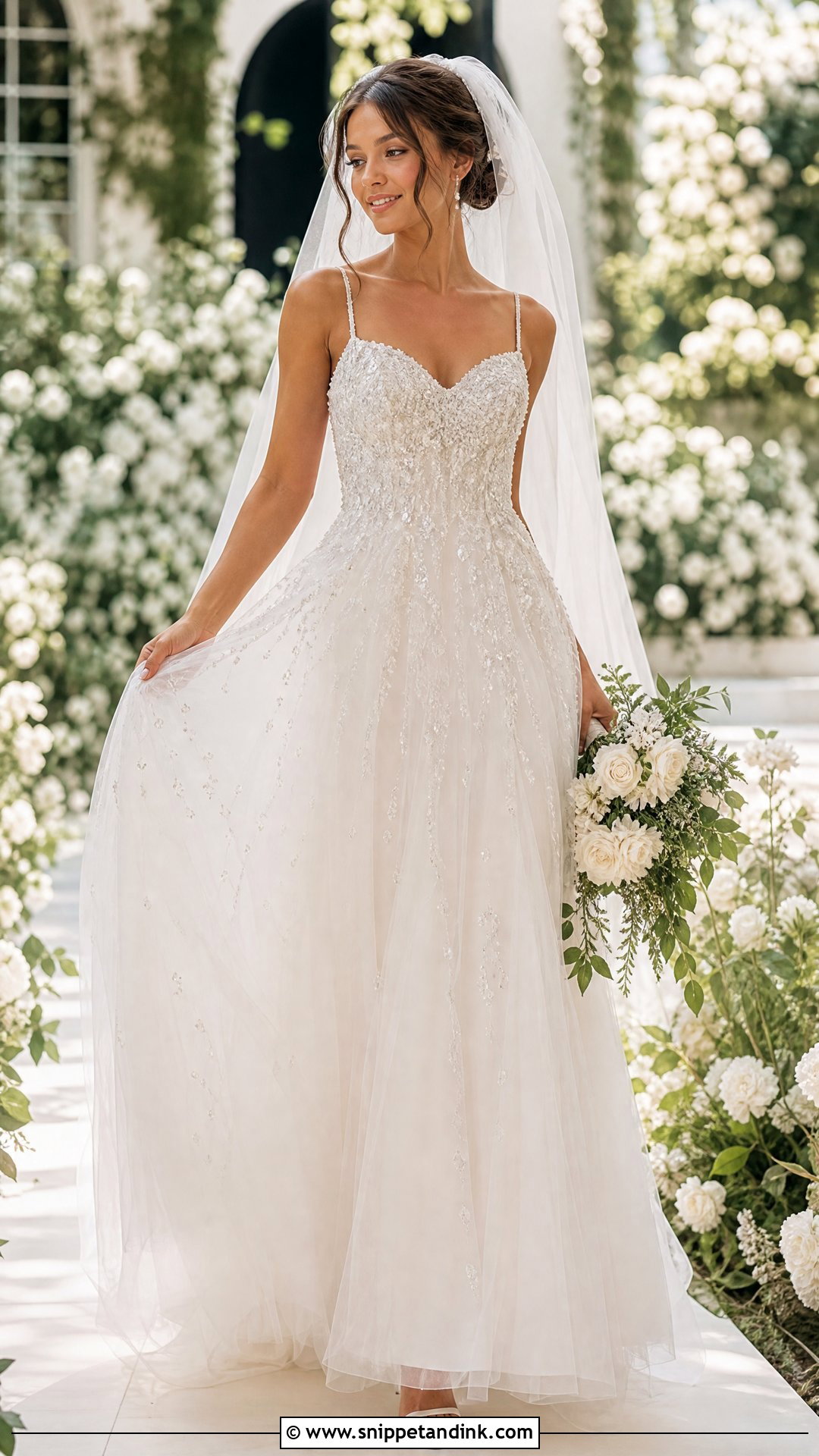 Crystal Beaded Tulle Wedding Dress - Snippet and Ink - 25 Crystal Beaded Wedding Dress Ideas