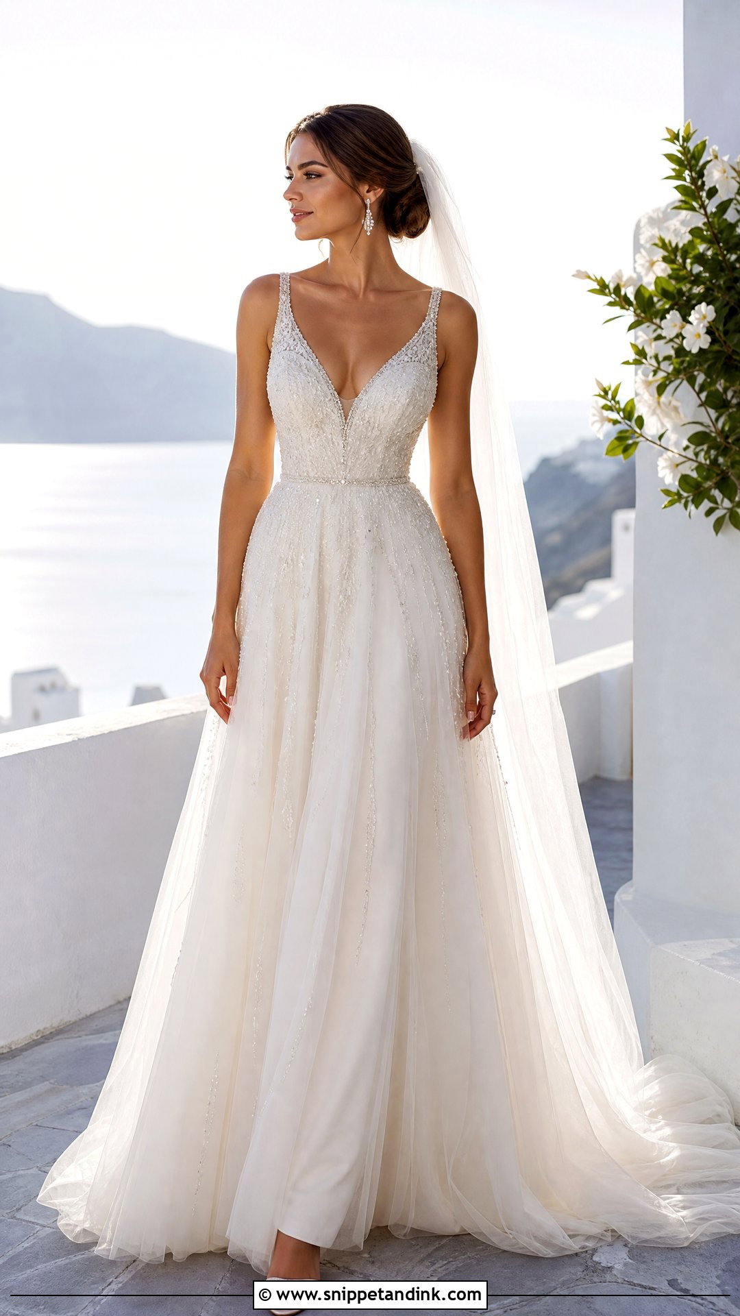 Crystal Beaded V Neck Wedding Dress - Snippet and Ink - 25 Crystal Beaded Wedding Dress Ideas