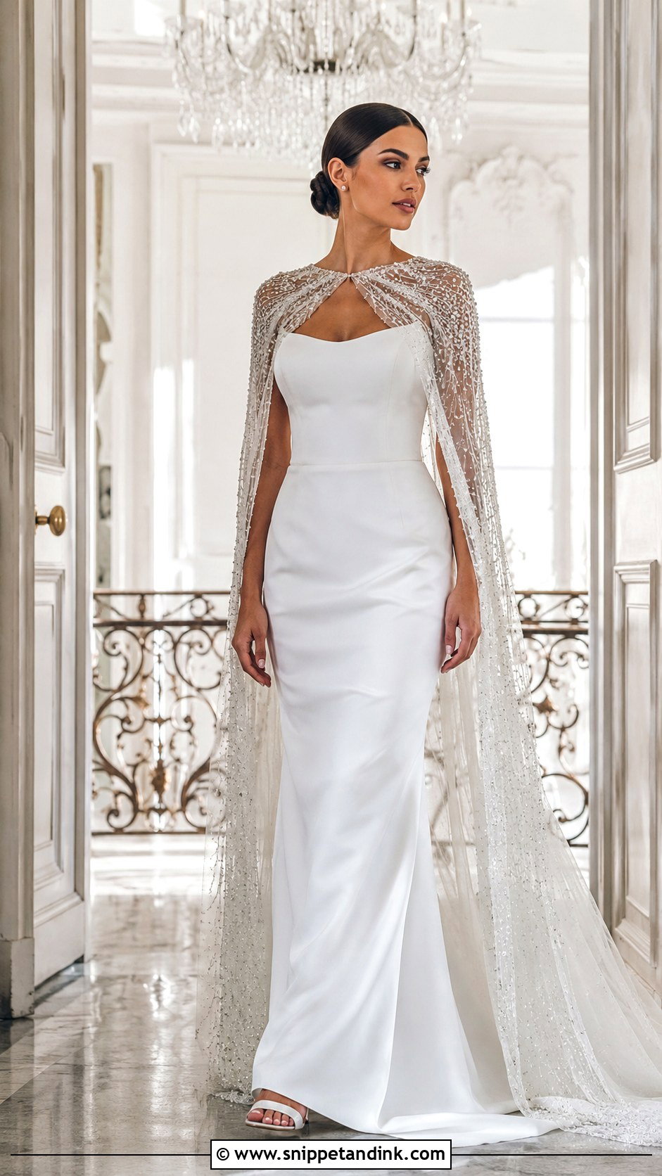 Crystal Cape Wedding Dress - Snippet and Ink - 25 Crystal Wedding Dresses