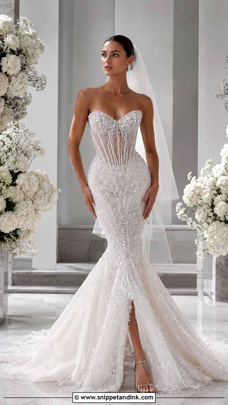 Crystal Corset Mermaid Wedding Dress - Snippet and Ink - 20 Glittery Wedding Dress Ideas