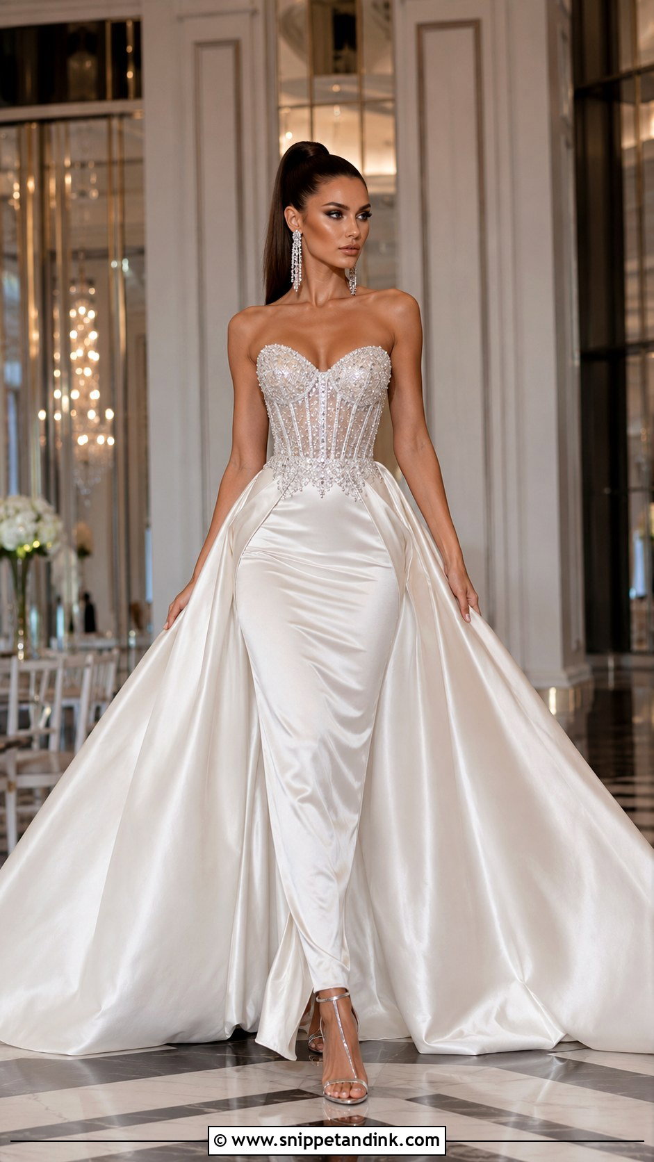 Crystal Corset Wedding Dress With Detachable Skirt - Snippet and Ink - 20 Most Expensive Wedding Dress Ideas