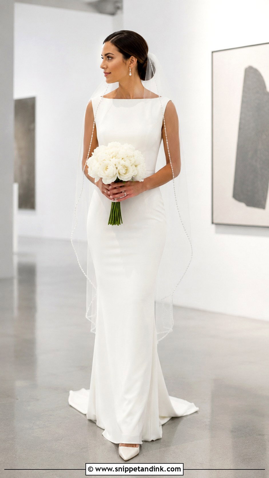 Crystal Edge Fingertip Veil With Crepe Dress - Snippet and Ink - 20 Beaded Veils