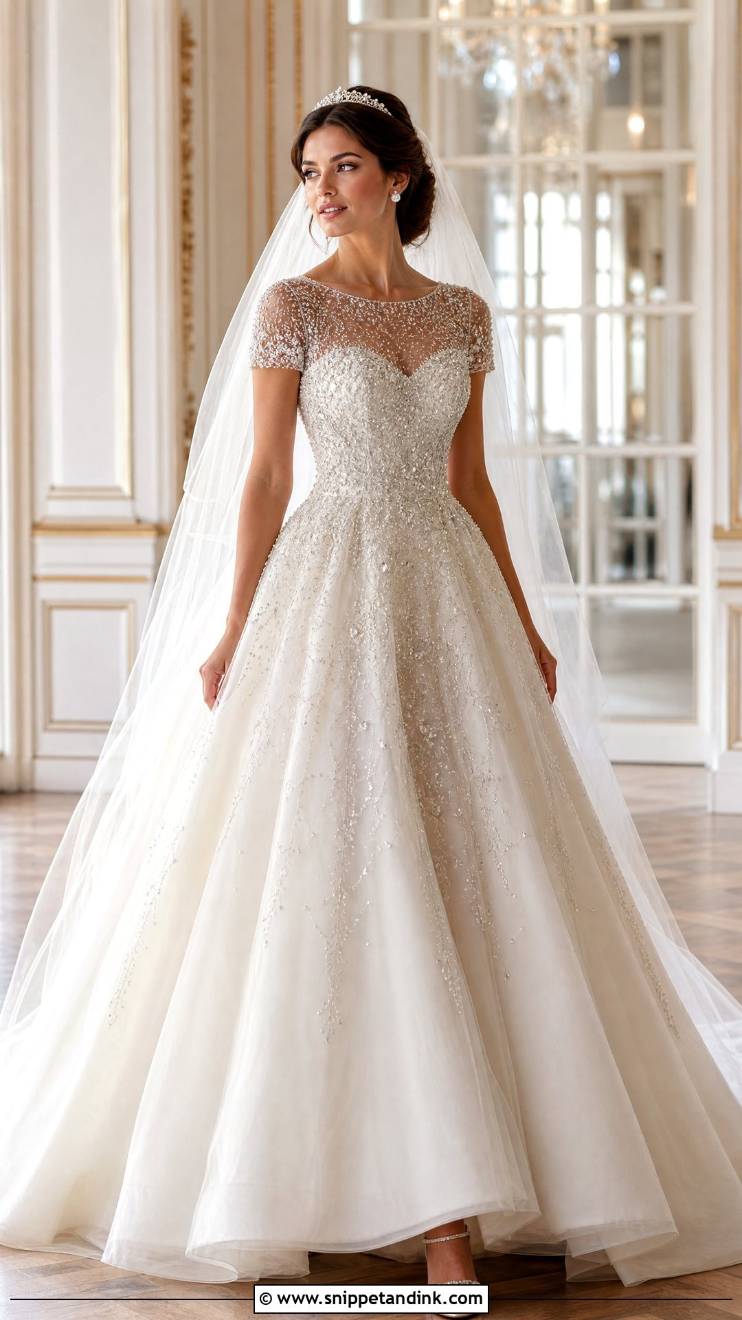 Crystal Embellished Ivory Wedding Dress - Snippet and Ink - 20 Princess Beatrice Wedding Dress Ideas