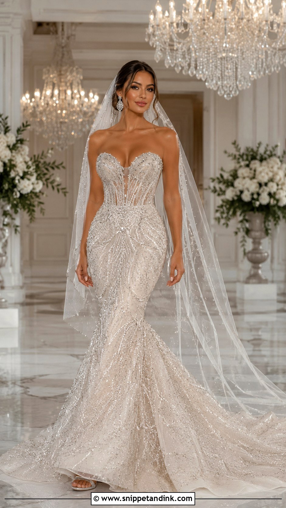 Crystal Embellished Mermaid Wedding Dress - Snippet and Ink - 20 Expensive Wedding Dresses