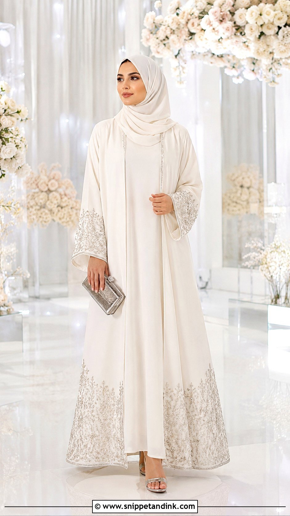 Crystal Embroidered Bridal Abaya Dress - Snippet and Ink - 25 Abaya Wedding Dress Ideas