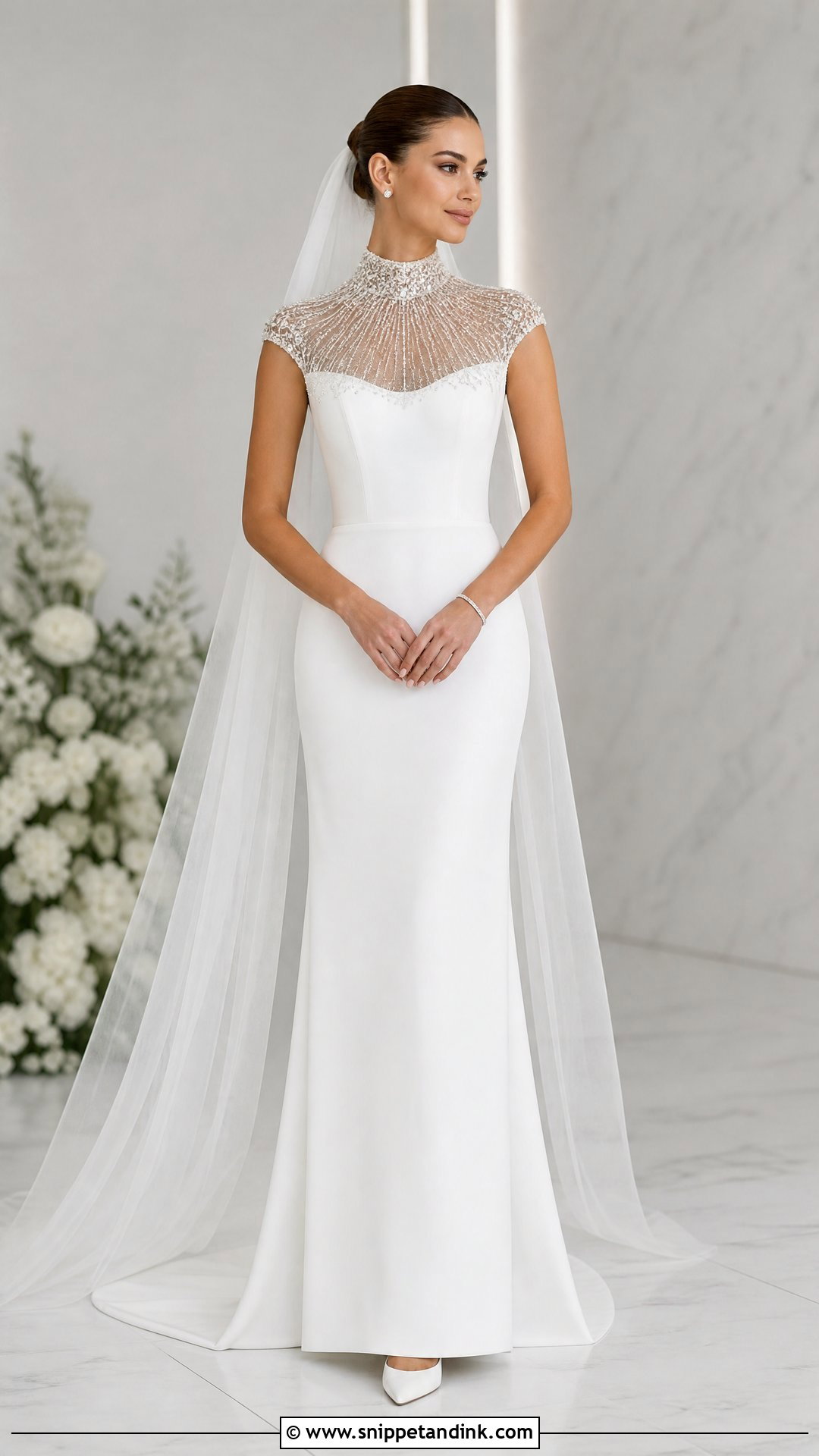 Crystal High Neck Wedding Dress - Snippet and Ink - 20 Wedding Dress with Diamonds Ideas