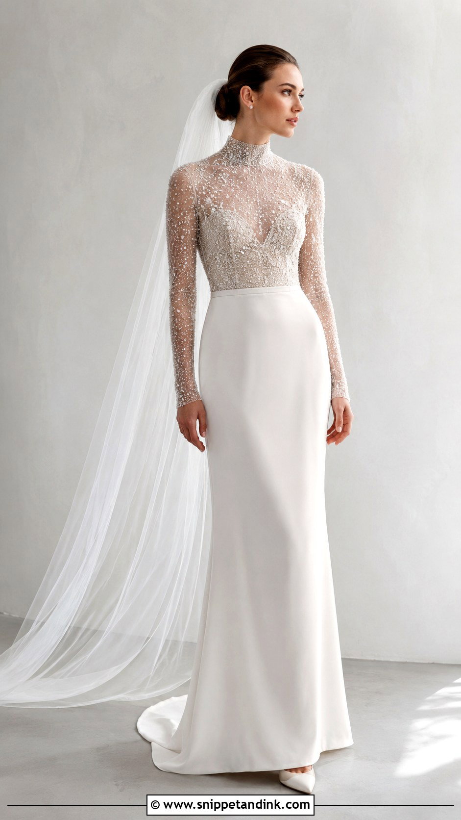 Crystal High Neck Wedding Dress - Snippet and Ink - 25 Crystal Wedding Dresses