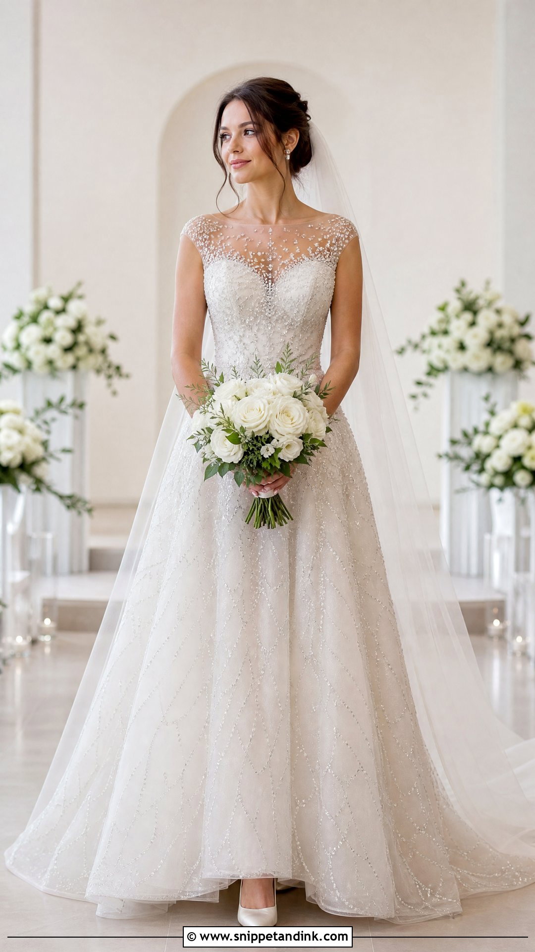 Crystal Illusion Neckline Wedding Dress - Snippet and Ink - 20 Wedding Dress Crystals Ideas