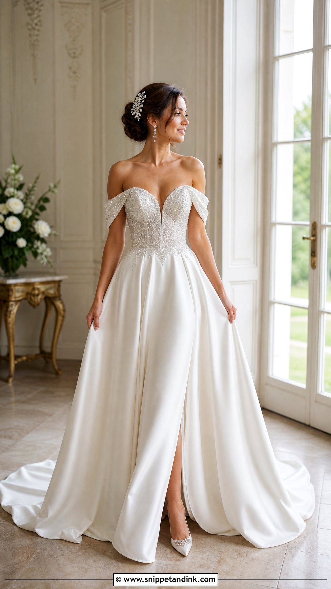 Crystal Off The Shoulder Wedding Dress - Snippet and Ink - 20 Wedding Dress Crystals Ideas