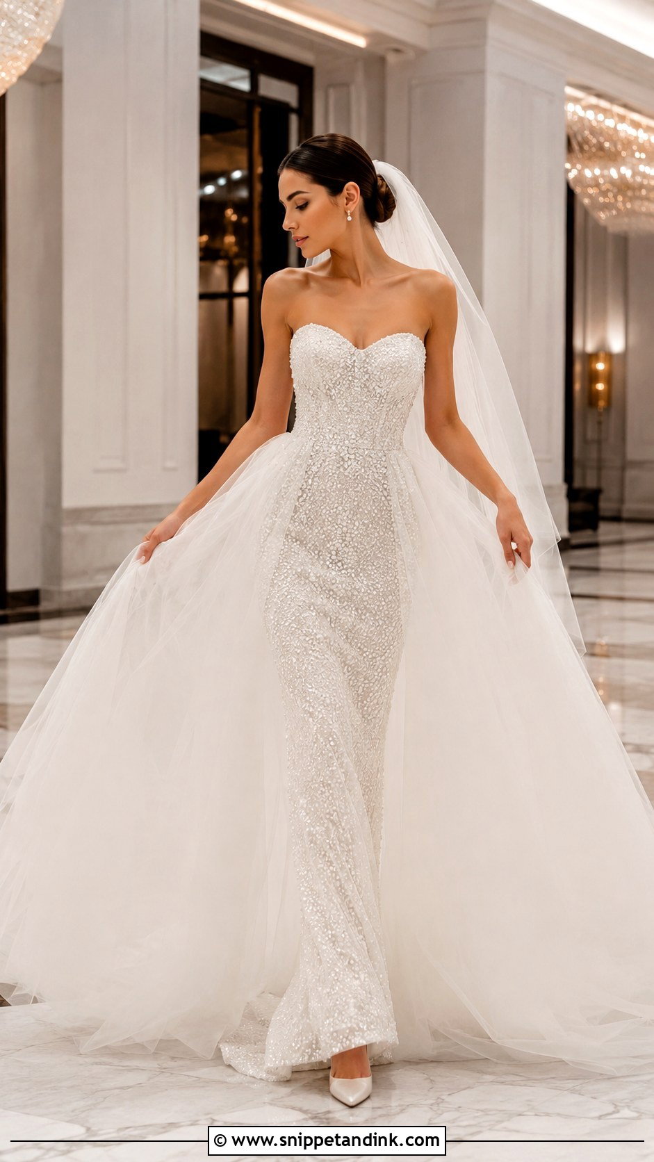 Crystal Wedding Dress With Overskirt - Snippet and Ink - 20 Crystal Wedding Dress Ideas