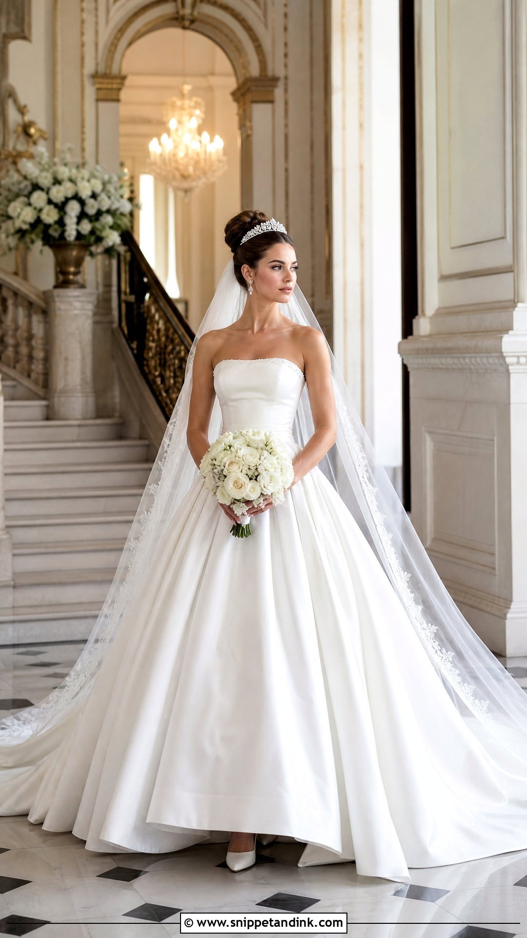 Crystal Wedding Tiara With Ball Gown - Snippet and Ink - 20 Wedding Head Pieces Ideas