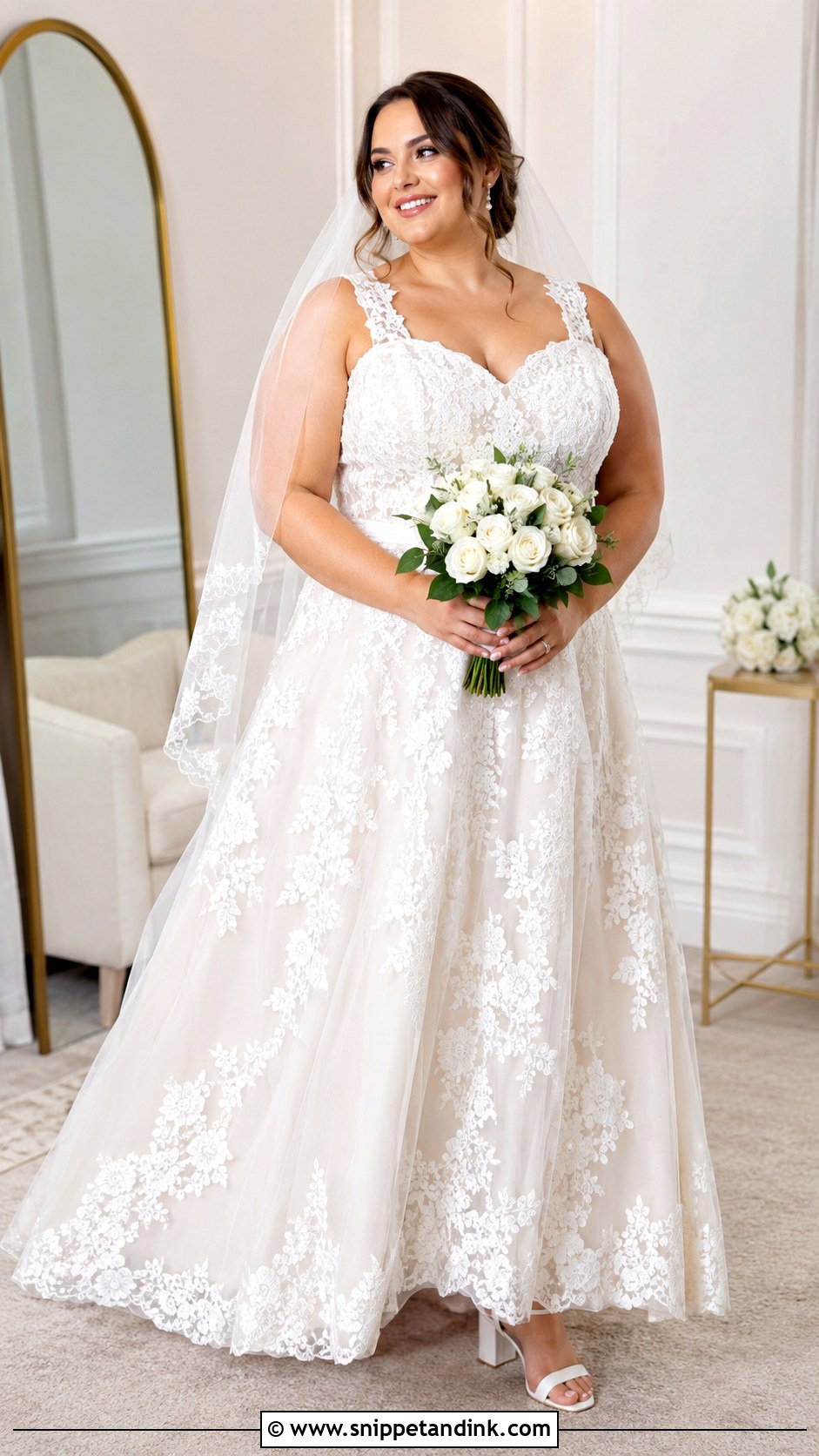 Curve A Line Lace Wedding Dress - Snippet and Ink - 20 Curve Wedding Dresses