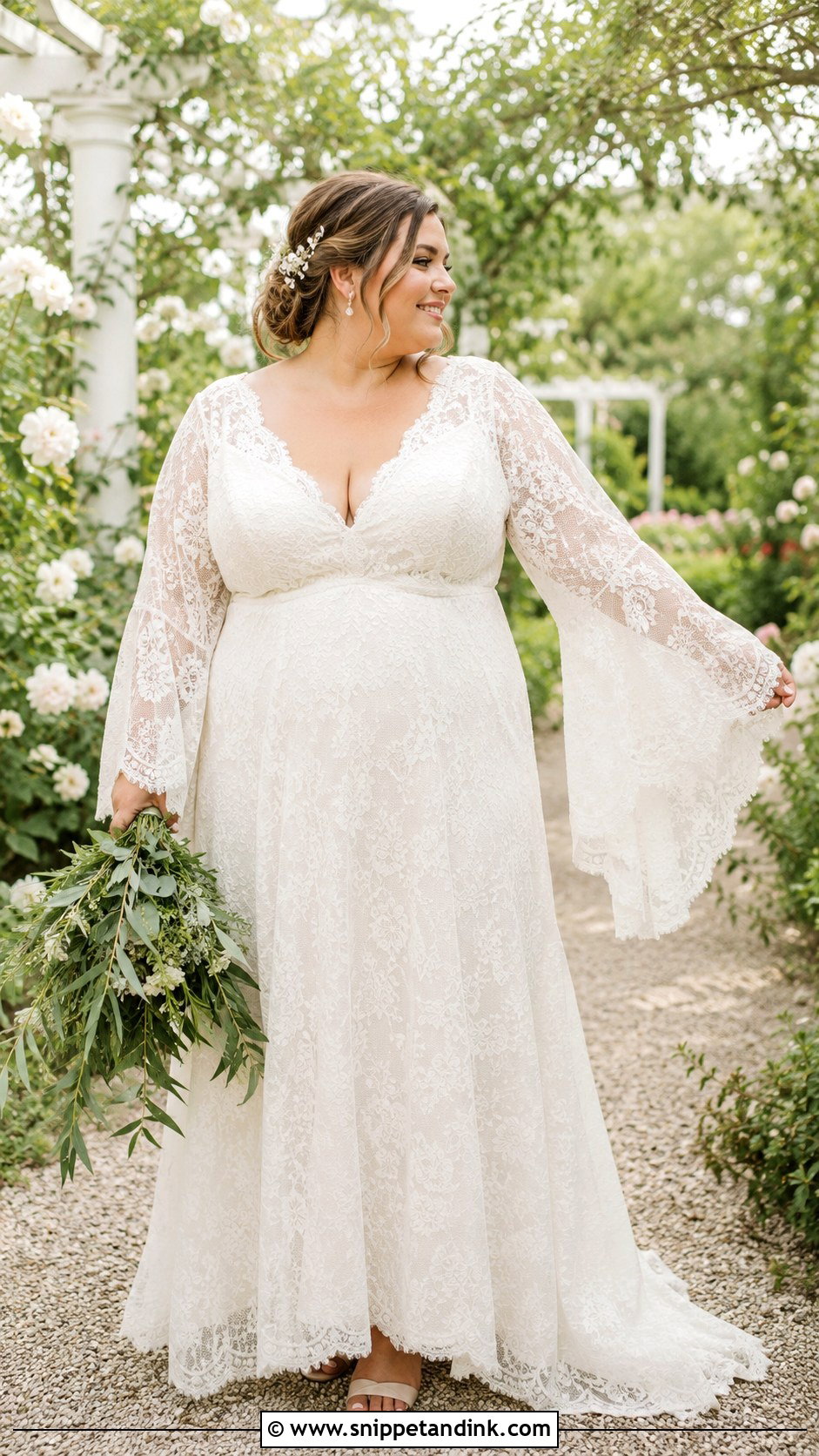 Curve Boho Bell Sleeve Wedding Dress - Snippet and Ink - 20 Curve Wedding Dresses