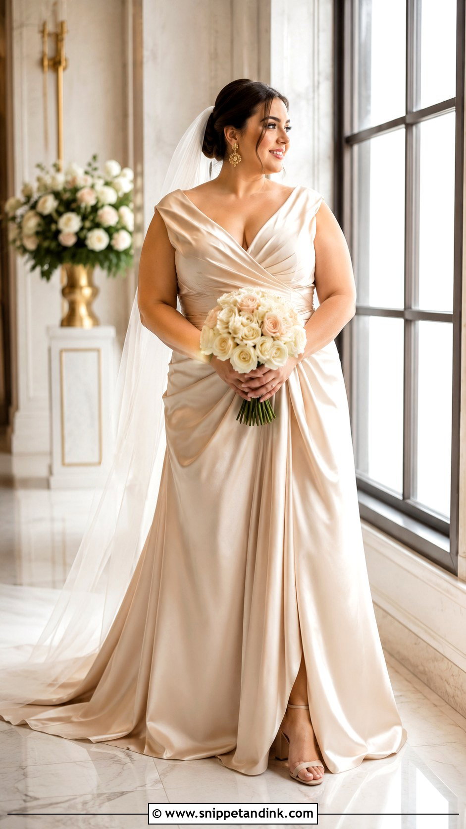 Curve Champagne Satin Wedding Dress - Snippet and Ink - 20 Curve Wedding Dresses