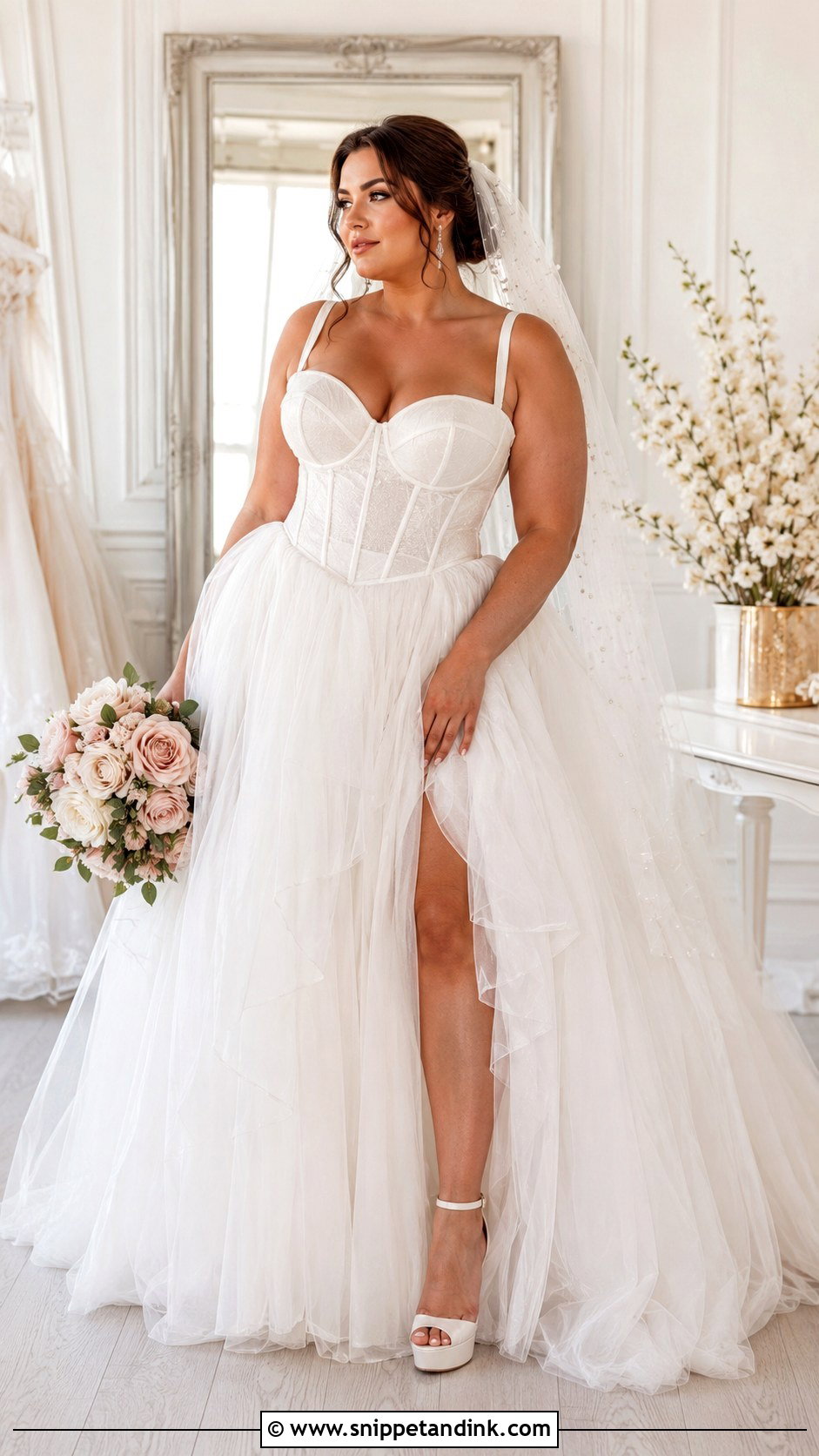 Curve Corset Bodice Tulle Wedding Dress - Snippet and Ink - 20 Curve Wedding Dresses