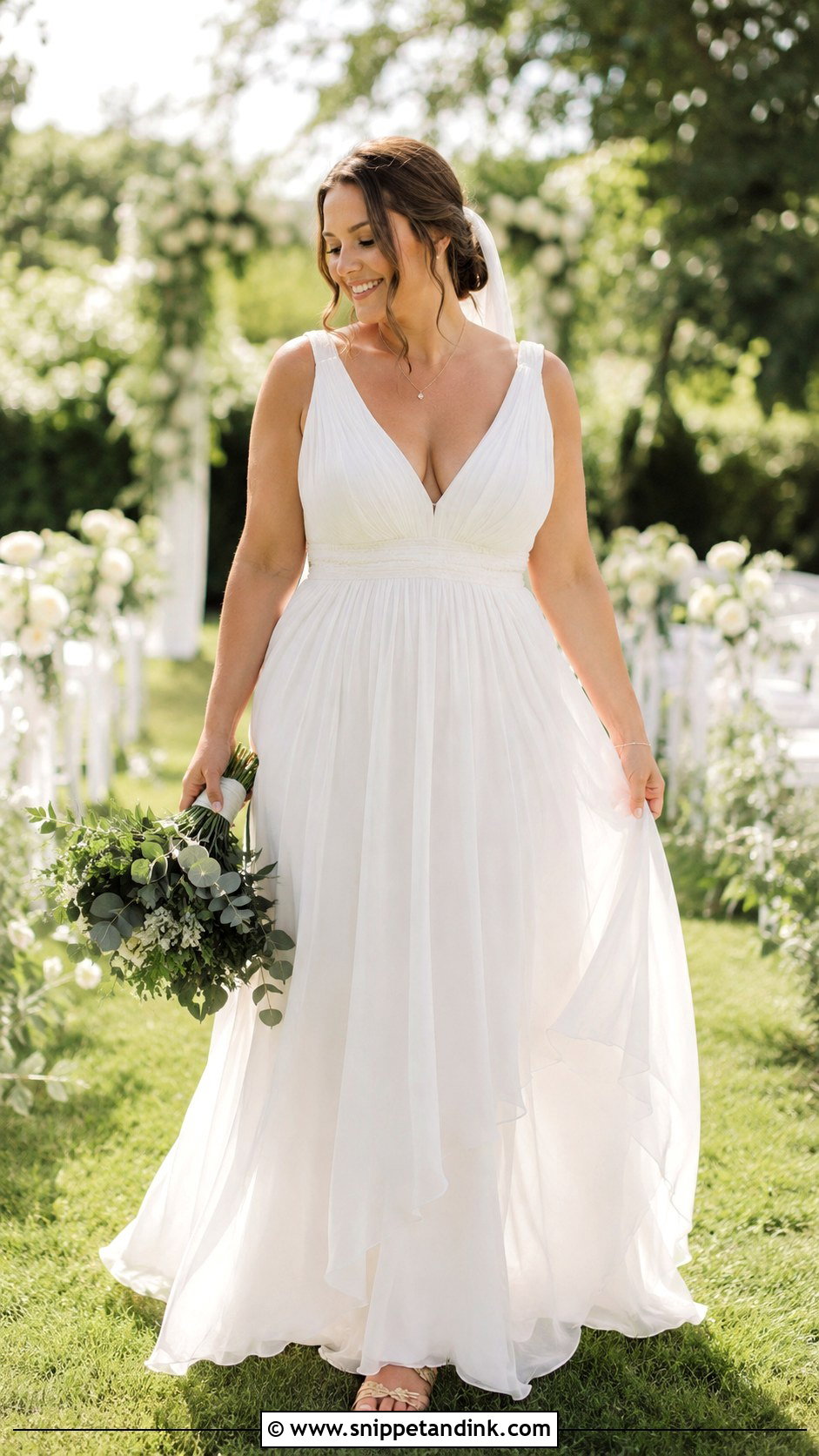 Curve Empire Waist Chiffon Wedding Dress - Snippet and Ink - 20 Curve Wedding Dresses