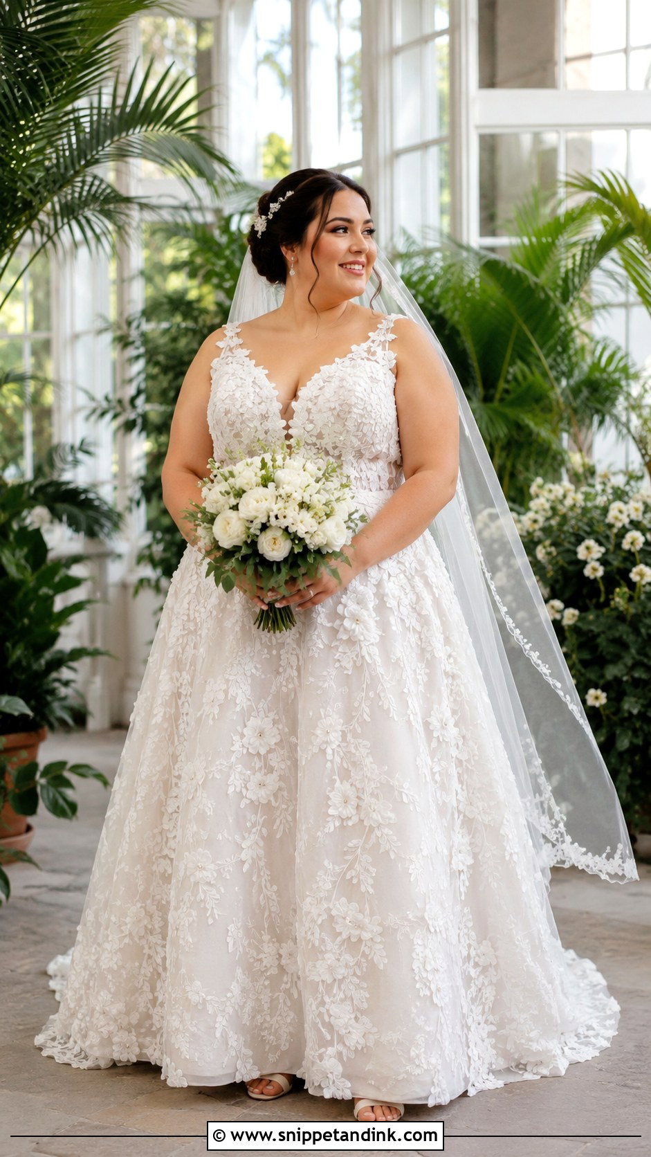 Curve Floral Applique Wedding Dress - Snippet and Ink - 20 Curve Wedding Dresses