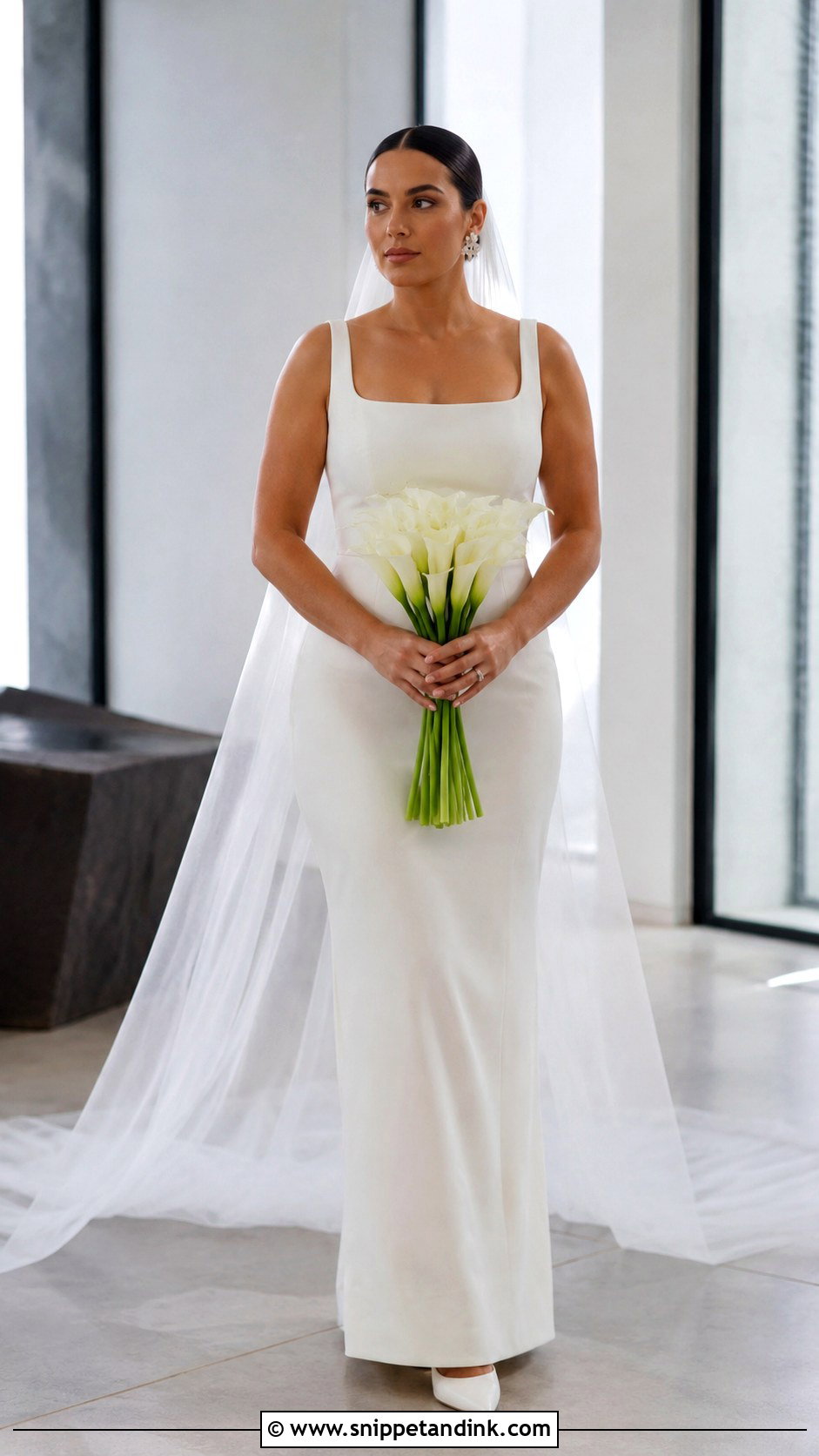 Curve Minimalist Column Wedding Dress - Snippet and Ink - 20 Curve Wedding Dresses