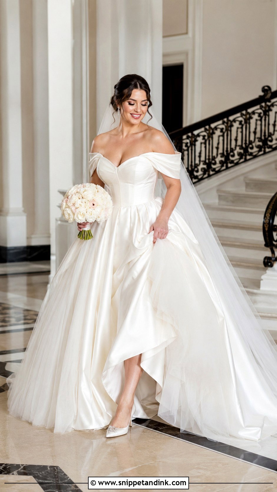 Curve Off Shoulder Ball Gown Wedding Dress - Snippet and Ink - 20 Curve Wedding Dresses
