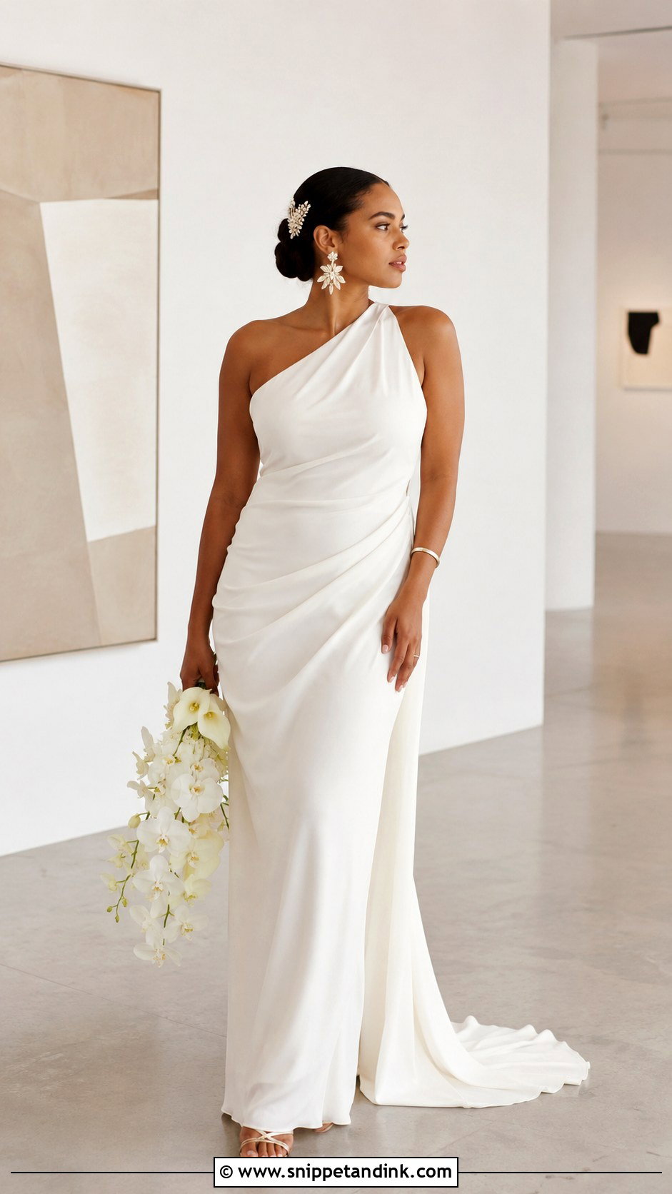 Curve One Shoulder Draped Wedding Dress - Snippet and Ink - 20 Curve Wedding Dresses
