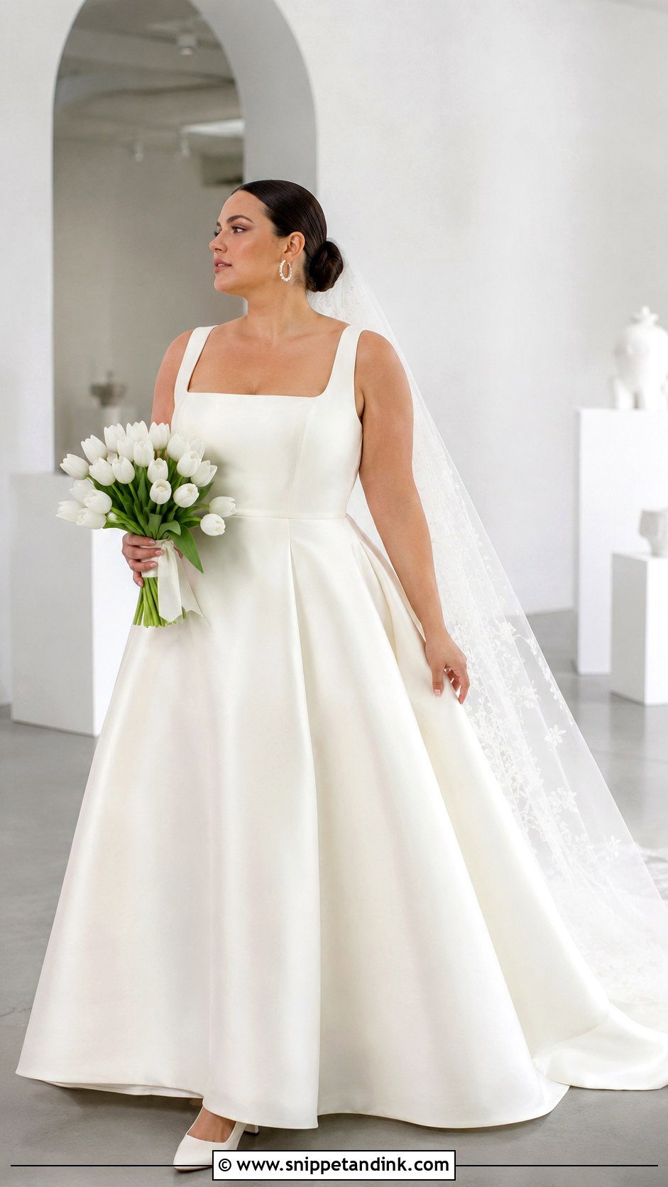 Curve Square Neck Satin Wedding Dress - Snippet and Ink - 20 Curve Wedding Dresses