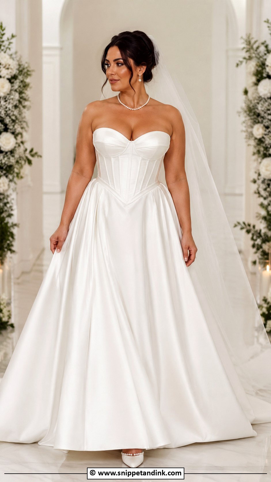 Curvy Basque Waist Wedding Dress - Snippet and Ink - 30 Curvy Wedding Dress Ideas