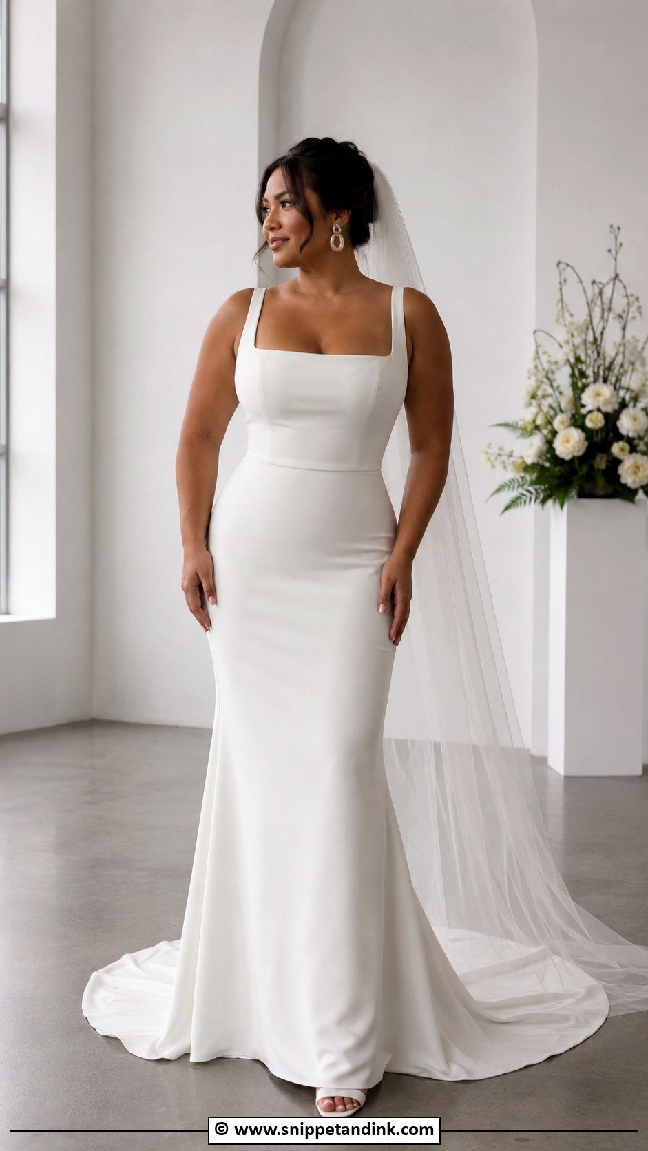 Curvy Bride Crepe Wedding Dress - Snippet and Ink - 25 Curvy Bride Dress Ideas