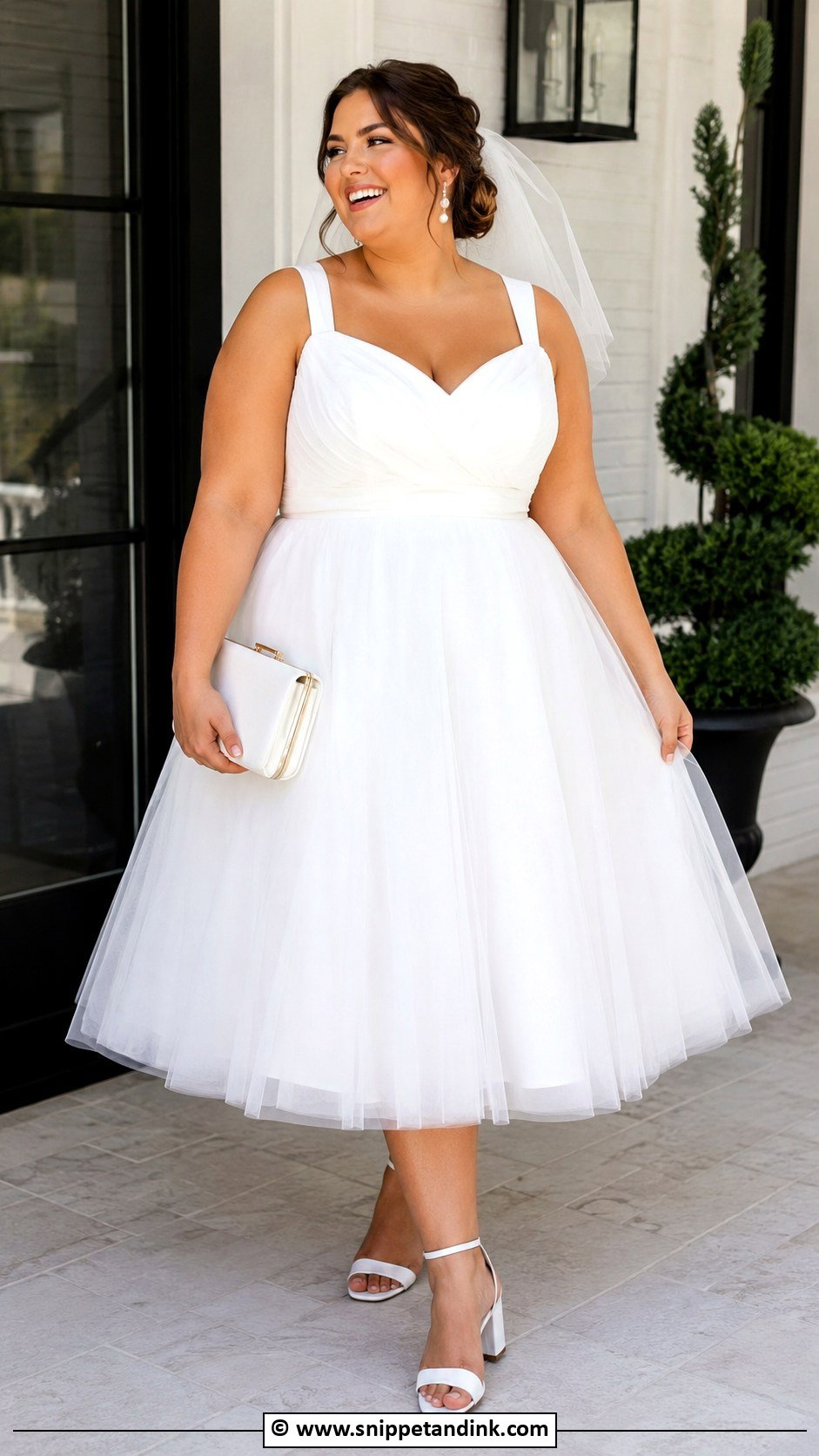 Curvy Bride Plus Size Tea Length Wedding Dress - Snippet and Ink - 25 Curvy Bride Dress Ideas