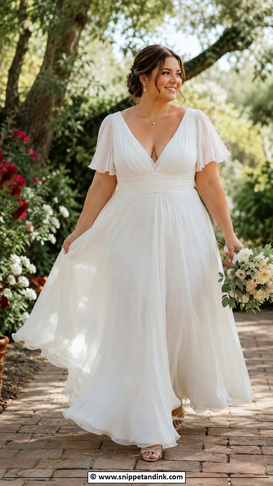 Curvy Chiffon Wedding Dress - Snippet and Ink - 30 Curvy Wedding Dress Ideas