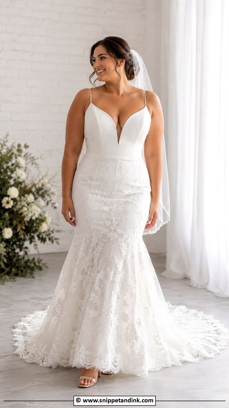 Curvy Fit And Flare Wedding Dress - Snippet and Ink - 30 Curvy Wedding Dress Ideas