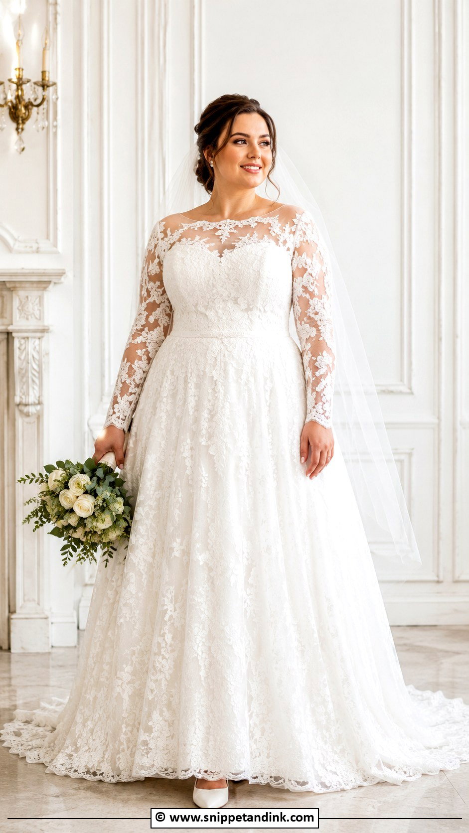 Curvy Long Sleeve Wedding Dress - Snippet and Ink - 30 Curvy Wedding Dress Ideas