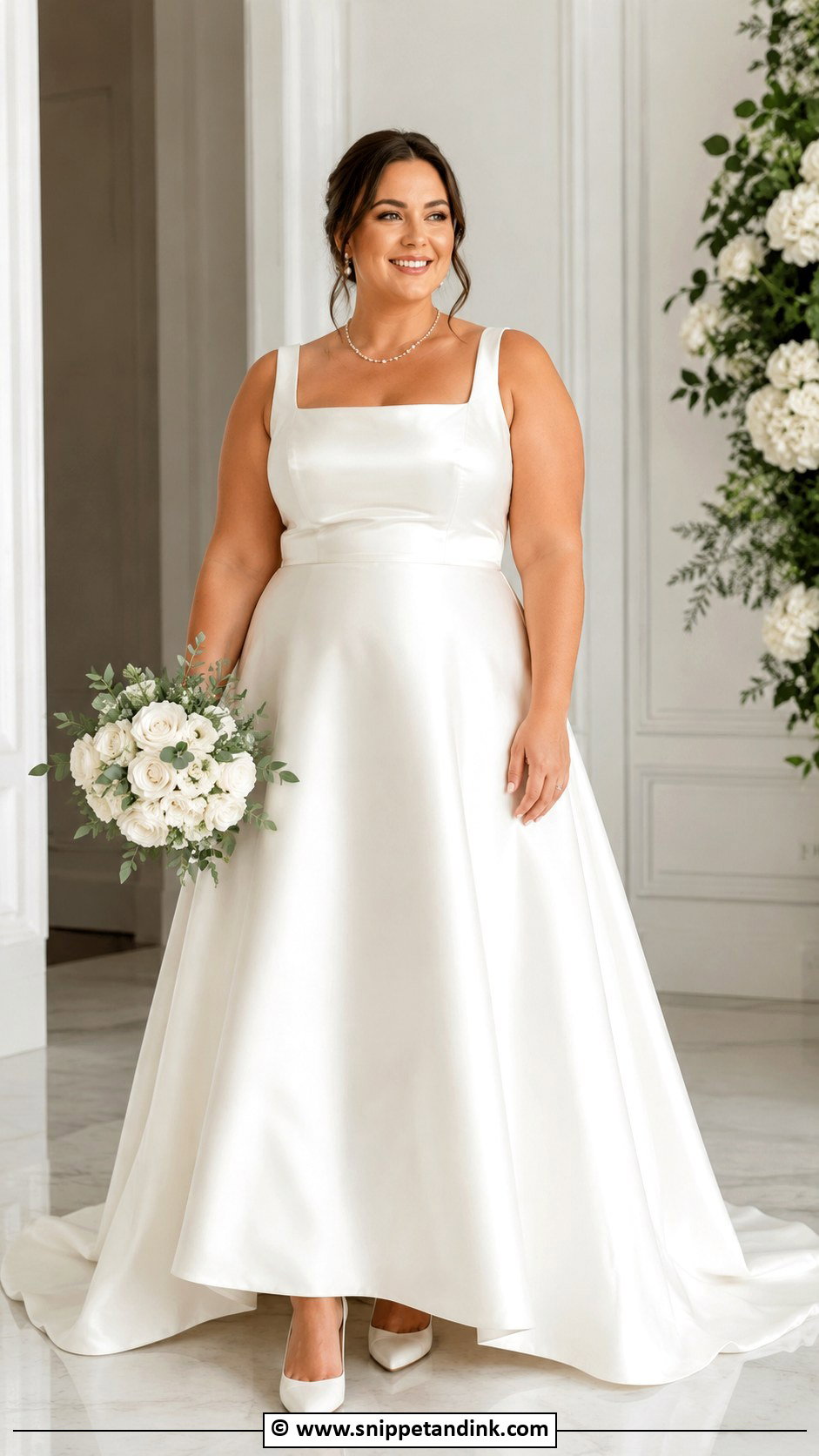 Curvy Square Neck Wedding Dress - Snippet and Ink - 30 Curvy Wedding Dress Ideas