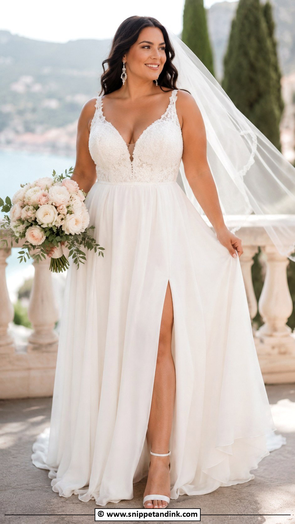 Curvy V Neck Wedding Dress - Snippet and Ink - 30 Curvy Wedding Dress Ideas