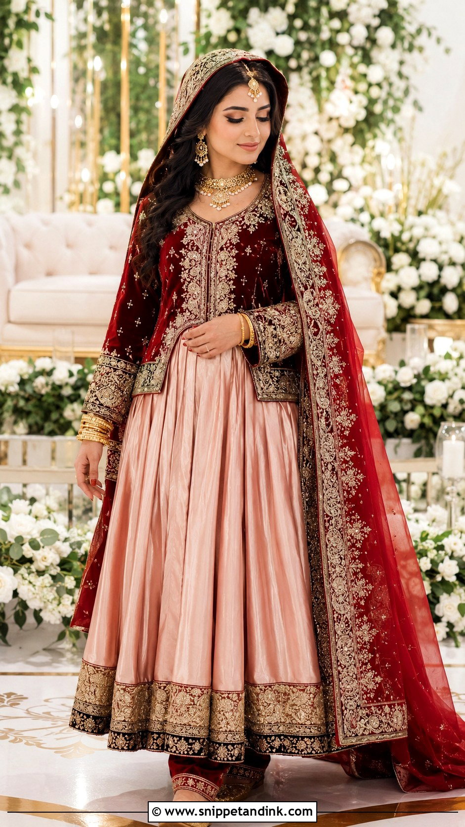Custom Afghan Bridal Dress With Heirloom Embroidery - Snippet and Ink - 20 Afghan Bridal Dress Ideas
