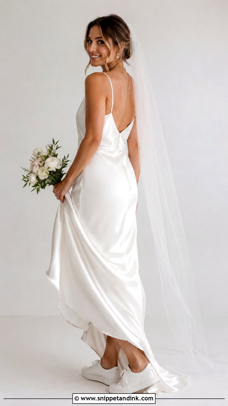 Custom Bride Sneakers With Slip Dress - Snippet and Ink - 25 Bride Sneakers Ideas