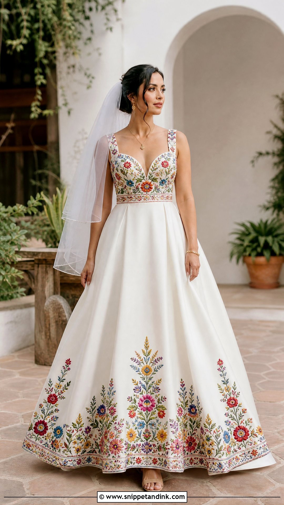 Custom Embroidered Mexican Wedding Dress - Snippet and Ink - 25 Embroidered Mexican Wedding Dress Ideas
