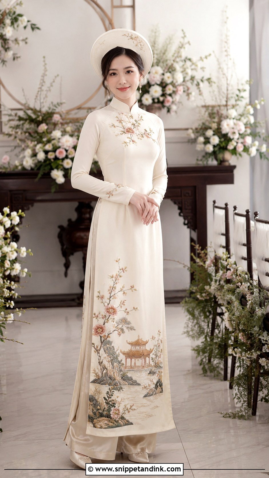 Custom Heritage Motif Ao Dai Wedding Dress - Snippet and Ink - 20 Ao Dai Wedding Dress Ideas