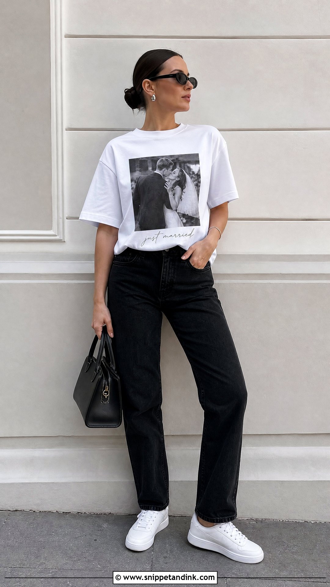 Custom Photo Just Married Shirt With Monochrome Pieces - Snippet and Ink - 20 Just Married Shirts Ideas